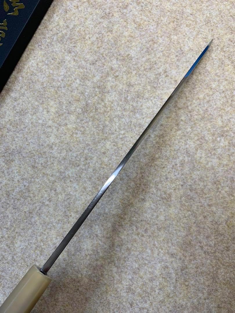 森本光一作 刺身 柳刃 青二鋼 紋鍛錬 尺 黒檀白水牛八角柄 - WWW